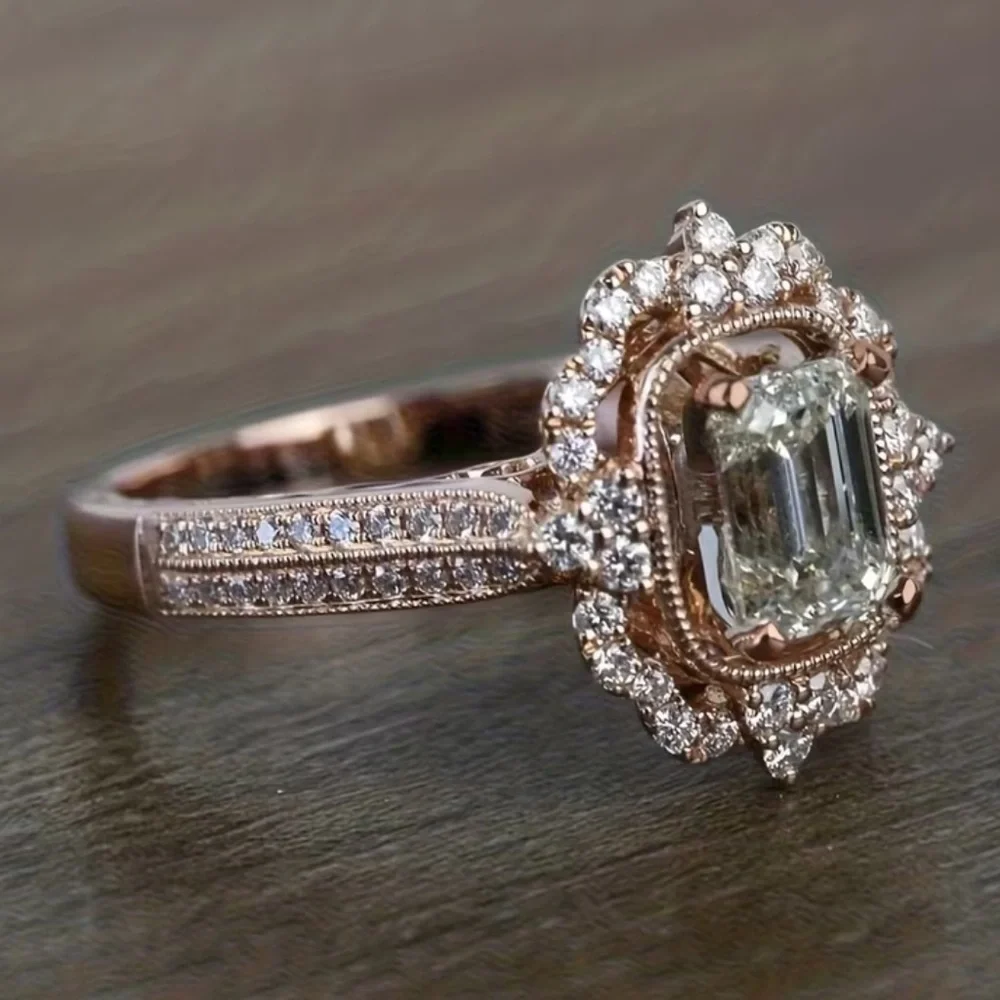 Elegant Rose Gold over Copper CZ Ring Size 8